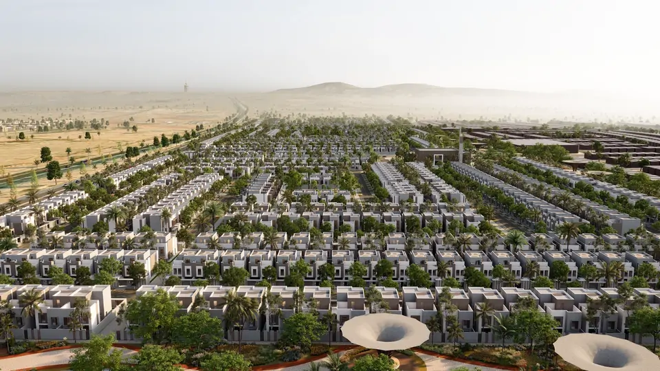 Villa sıraları ve yeşil alanlarla yerleşkenin genel görünümü